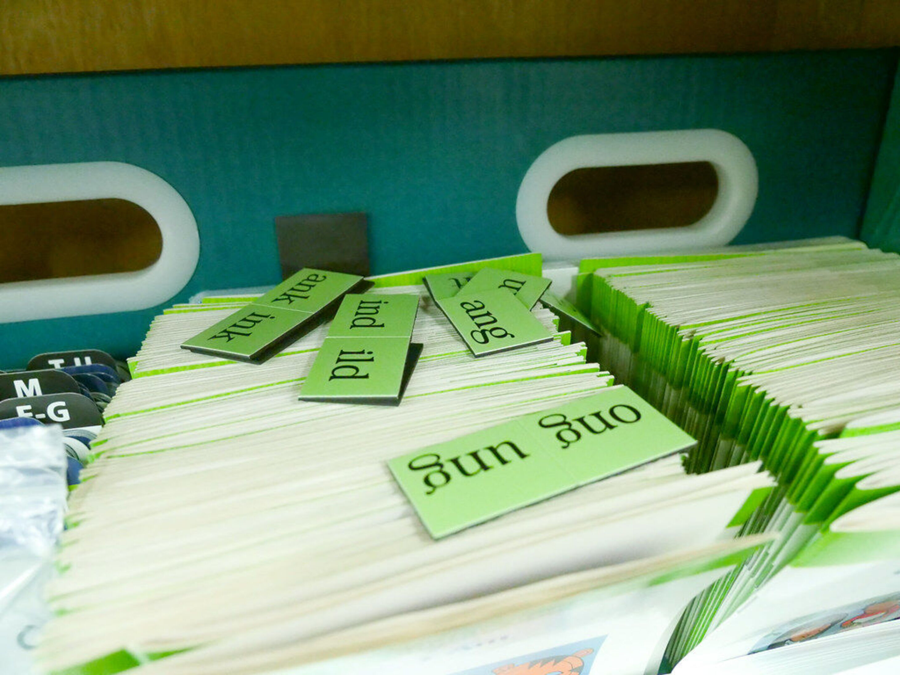 A box of PK-12 literacy materials
